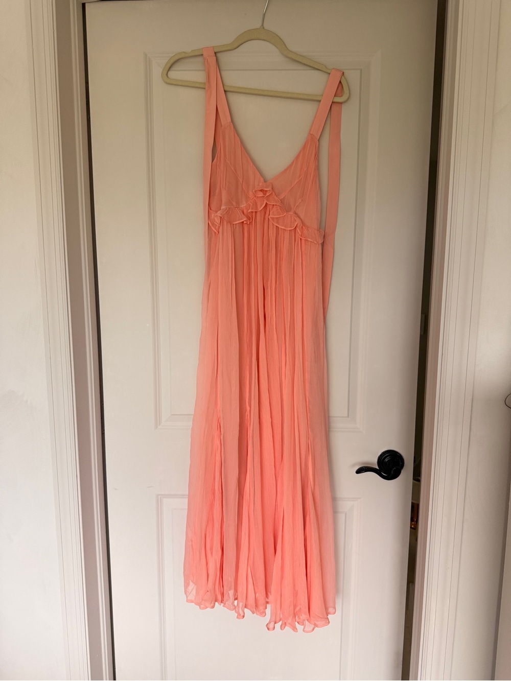 J. Crew Peach Ruffled Midi Dress